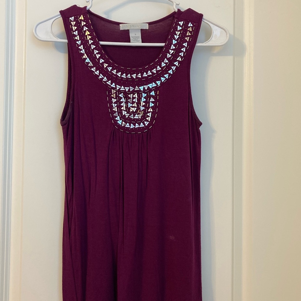 Embellished Purple Sleeveless Top
